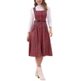 thumbnail image 2 of INSPIRE CHIC Robe Salopette à Carreaux pour Femme Vintage Sans Manches Ligne A Robe Chasuble L Rouge Vert, 2 of 6