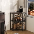 thumbnail image 4 of Costway Corner Printer Stand with Charging Station Adjustable Metal Mesh Shelf Brown, 4 of 10