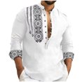 thumbnail image 1 of Men's Cotton And Linen Jacket Long Sleeve Printing Shirt Button Cardigan, 1 of 1