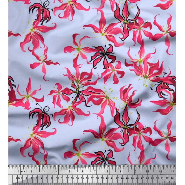 Soimoi Rayon Fabric Wildflower Floral Fabric Prints by Yard 56 Inch Wide