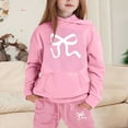 thumbnail image 2 of GDREDA Girls Sets 2 Piece Outfits Spring Children's Hoodie Set With Bow Print Pink,8-9Years, 2 of 4