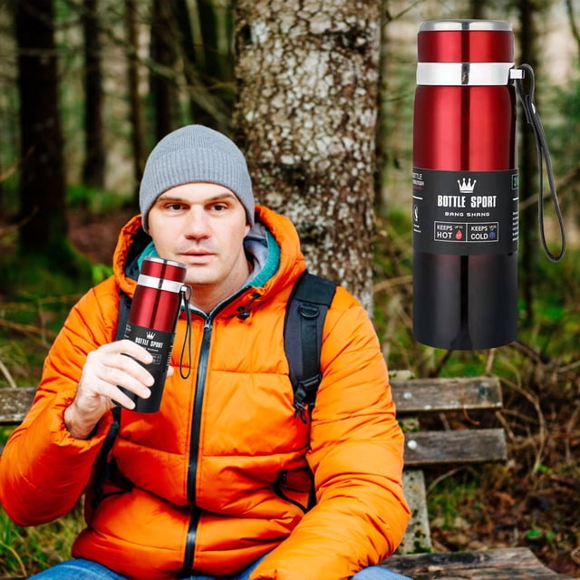 EGNMCR Winter Portable Rope Insulation Cup Stainless Steel Outdoor Vehicle Mounted Large Capacity Insulation Cup 800mL vacuum cup