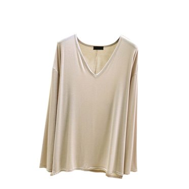 AherBiu Women's Tops Long Sleeve V Neck Basic Pajamas Top Soft Comfy Loose Fitted Tshirts Sleepwear