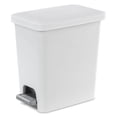 thumbnail image 1 of Sterilite Poubelle rectangulaire à pédale de 10 L, petite poubelle en plastique, ouverture mains libres, idéale pour la salle de bain, blanc, 1 of 8