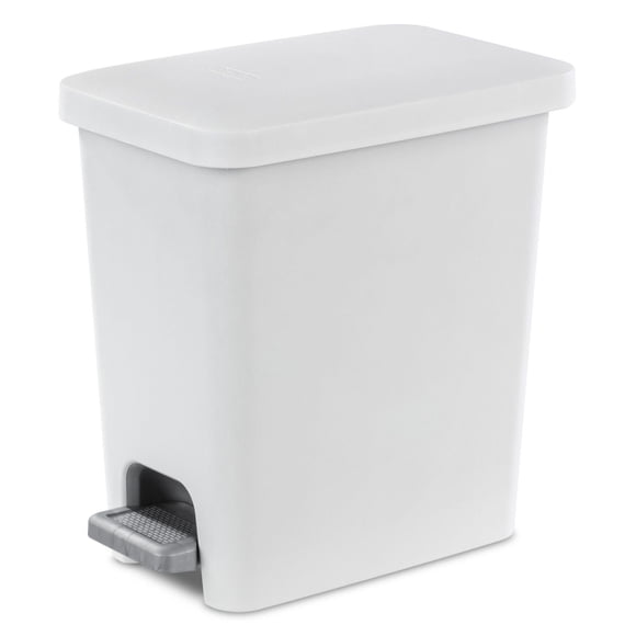 Sterilite 10.2 L Rectangular Step-on Wastebasket- White