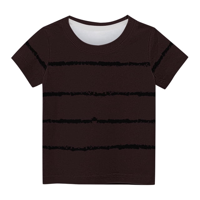 Yuyuzo T-Shirts pour Tout-Petits Garçons Filles Bébé Enfants Manches Courtes T-Shirts à Blocs de Couleur Col Ras du Cou Rayé Mignon Hauts d'Été
