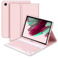thumbnail image 1 of TFixol Étui Clavier Bluetooth Mince Détachable avec Porte-Stylet pour Samsung Galaxy Tab A9/A9 Plus, Protection à 360°, Support Ajustable, Rose (8,7 Pouces SM-X110/X115), 1 of 6
