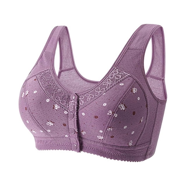 Timegard Bras for Women Plus Size Front Closure Wirefree Full-Coverage Comfortable Seniors Bralettes