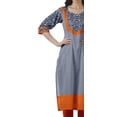 thumbnail image 4 of Moomaya Robes Indiennes pour Femmes Décontractées d'Été Imprimées Manches 3/4 Longue Kurta, 4 of 6