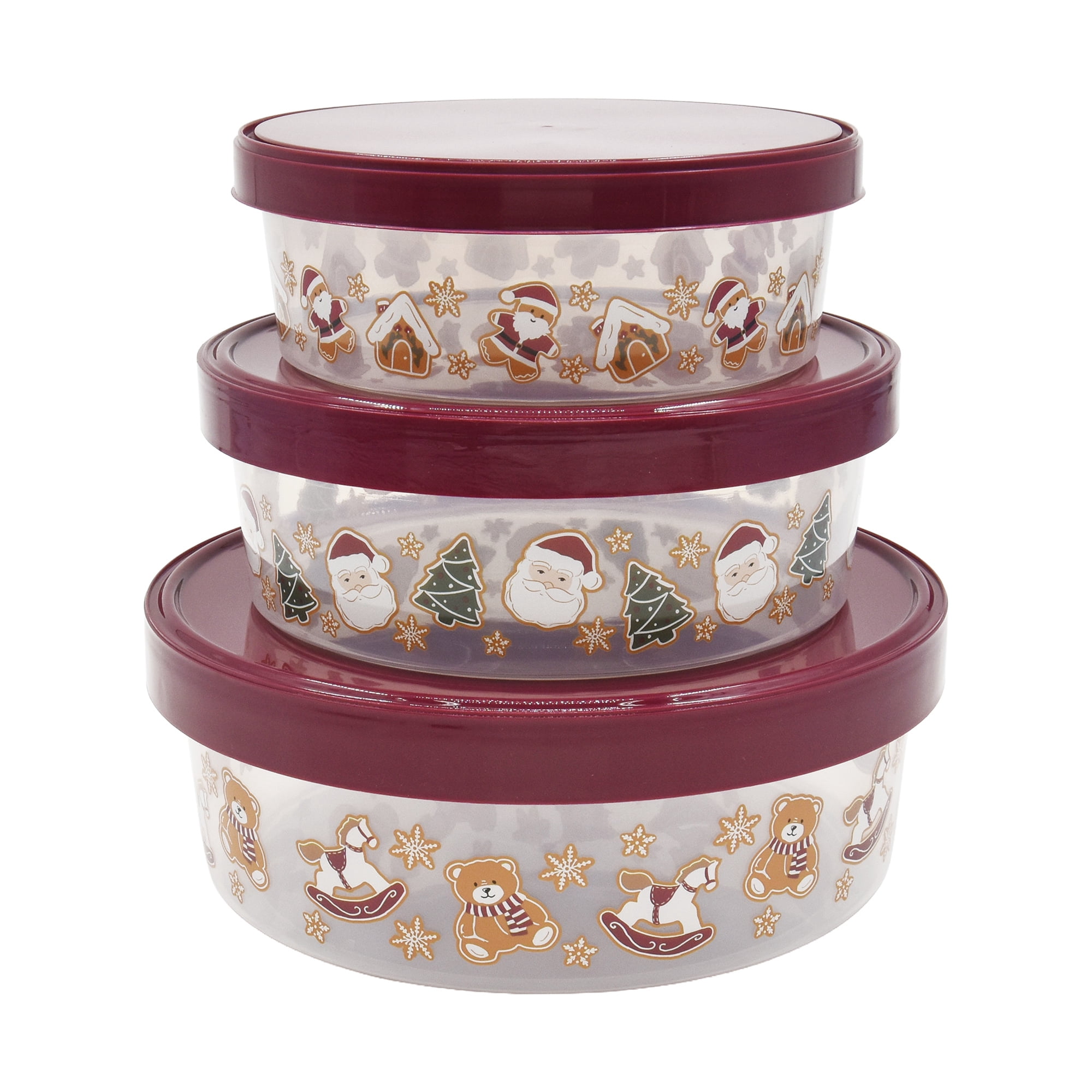 Ffeo8d Color Holiday Times Gingerbread Round Festive Food Storage Containers ...