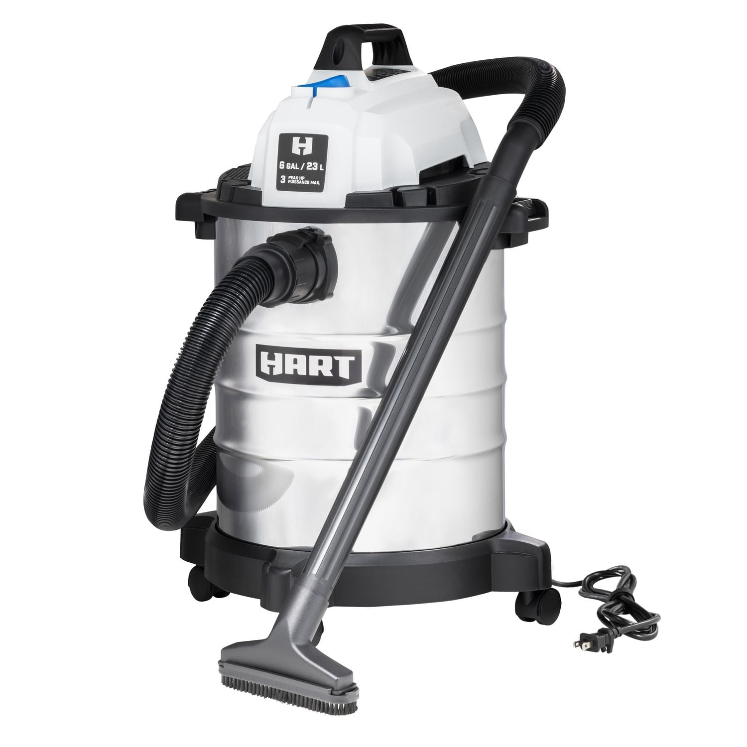 Aspirateur de déchets secs/humides de 6 gallons Hart, Inox