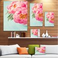 thumbnail image 3 of Peony Flowers on Blue Background - Floral Canvas Art Print, 3 of 4