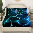 thumbnail image 3 of Erosebridal Gradient Geometric Sheet Set Full, Honeycomb Bedding Sets Full Size, Abstract Ombre Decor,, 3 of 7