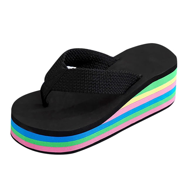 Kcodviy Sandales de Plage Compensées à Fleurs pour Femmes Sandales de Plage pour Femmes Semelle Colorée Plage H Sandales pour Femmes Sandales de Plage Pantoufles Épaisses Sandales à Lacets pour Femmes Semelle Sandales de Plage Été Décontracté Pantoufles de Plage