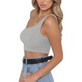 thumbnail image 2 of Women's Sleeveless Crop Tops Sexy One Shoulder Strappy Tees Basic Crop Tank Tops(Gray,L), 2 of 5