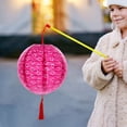 thumbnail image 3 of Chinese Paper Lanterns With LED Lights Hollow Out Hanging Asia Japanese Paper Lamps With Tassel And Walking Stick, 3 of 5