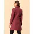 thumbnail image 4 of INSPIRE CHIC Women's Notched Lapel Collar Double Breasted Mid Length Overcoat Watermelon Red XL, 4 of 6