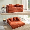 thumbnail image 4 of YINIX 62.9"  Sofa Couch with Two Pillows,  Comfy Modular Convertable Sofa Bed for Living Room and Small Spaces, Orange, 4 of 9