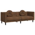 thumbnail image 3 of vidaXL 2 Piece Sofa Set with Pillows Brown Velvet Indoor, 3 of 5
