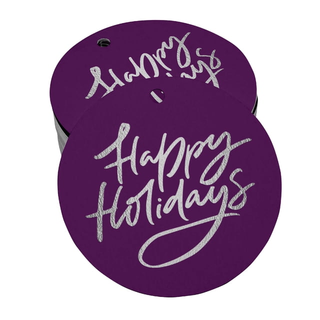 Inkdotpot Real Silver Foil Happy Holiday Tags Favor Hang Paper Tags 50 Pieces