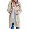 thumbnail image 2 of Cardigans pour Femmes Femmes Dames Uni Ouvert Doux Épais Poche Manches Longues Manteau Vêtement d'Extérieur Cardigan en Liquidation, 2 of 5