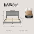 thumbnail image 2 of DeCoro Chicago Modern Tufted Upholstered Platform Queen Size Bed Frame, Grey, 2 of 11
