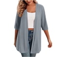 thumbnail image 1 of Timegard Cardigans for Women 1/2 Sleeve Open Front Lightweight Solid Color Casual Loose Jacket Tops, 1 of 7