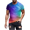 thumbnail image 1 of Hauts d'Été T-Shirts Grande Taille Chemises pour Hommes Manches Courtes Col Rond Hauts Impression 3D Entraînement Léger Mode Sorties Hauts Grande Taille Chemises pour Hommes (Bleu, 5TG), 1 of 5