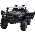 thumbnail image 1 of Aosom Kids 12V RC 2-Seater Ride-On Police Truck Electric Ride On Car Toy Perfect Gift For Kids, w/ Full LED Lights, MP3, Parental Remote Control (Black), 1 of 1