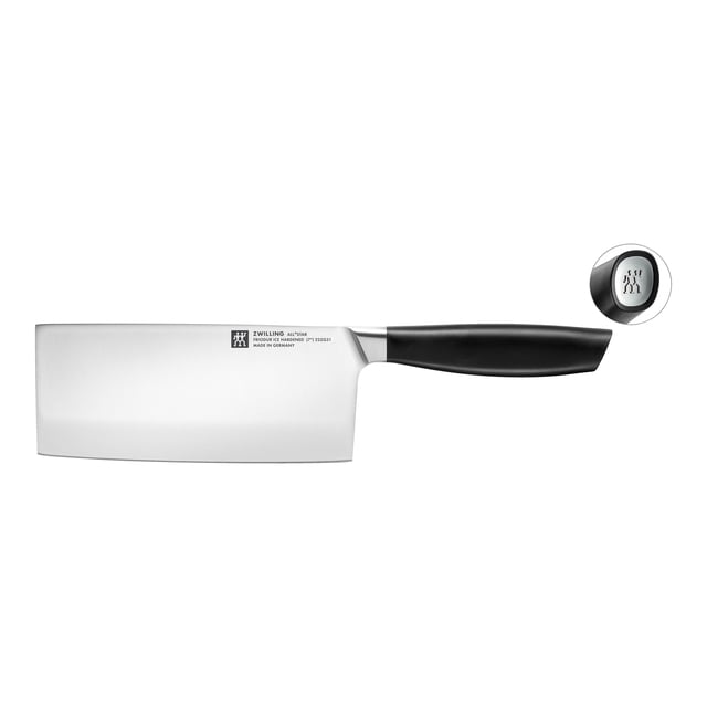 ZWILLING All * Star Couteau de Chef Chinois de 7 Pouces en Argent, Doté d'Une Lame en FRIODUR de 18 cm Dure comme la Glace en Acier Inoxydable Résistant à la Corrosion. le Couteau a une Lame Haute Convenant pour Couper des Légumes, de la Viande et du Poisson, et un Manche Ergonomique Noir pour une Utilisation Confortable. Comprend une application de logo premium Argent et Est Livré dans un EmbAllage 100 % Sans Plastique.