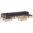 thumbnail image 1 of vidaXL 8 Piece Garden Lounge Set with Dark Grey Cushions Bamboo, 1 of 12