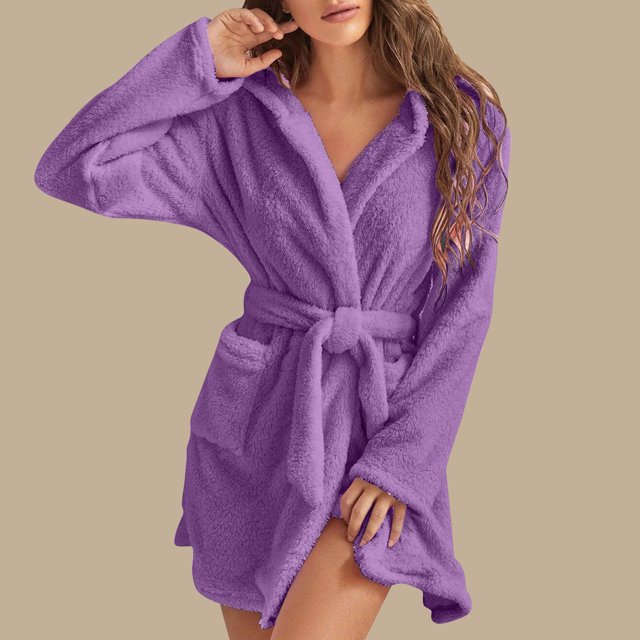 Hot ! TIMIFIS Womens Robe Plush Soft Robe , Warm, Fleece Bathrobe Winter Warm Pajamas Shower Nightgown pring/Summer