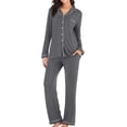 thumbnail image 1 of LSLJS Pyjama à Simple Boutonnage pour Femme Automne Hiver à Manches Longues Pantalon de Pyjama Ensemble de Tenue d'Intérieur, Peignoirs Cadeaux pour Femmes, 1 of 5