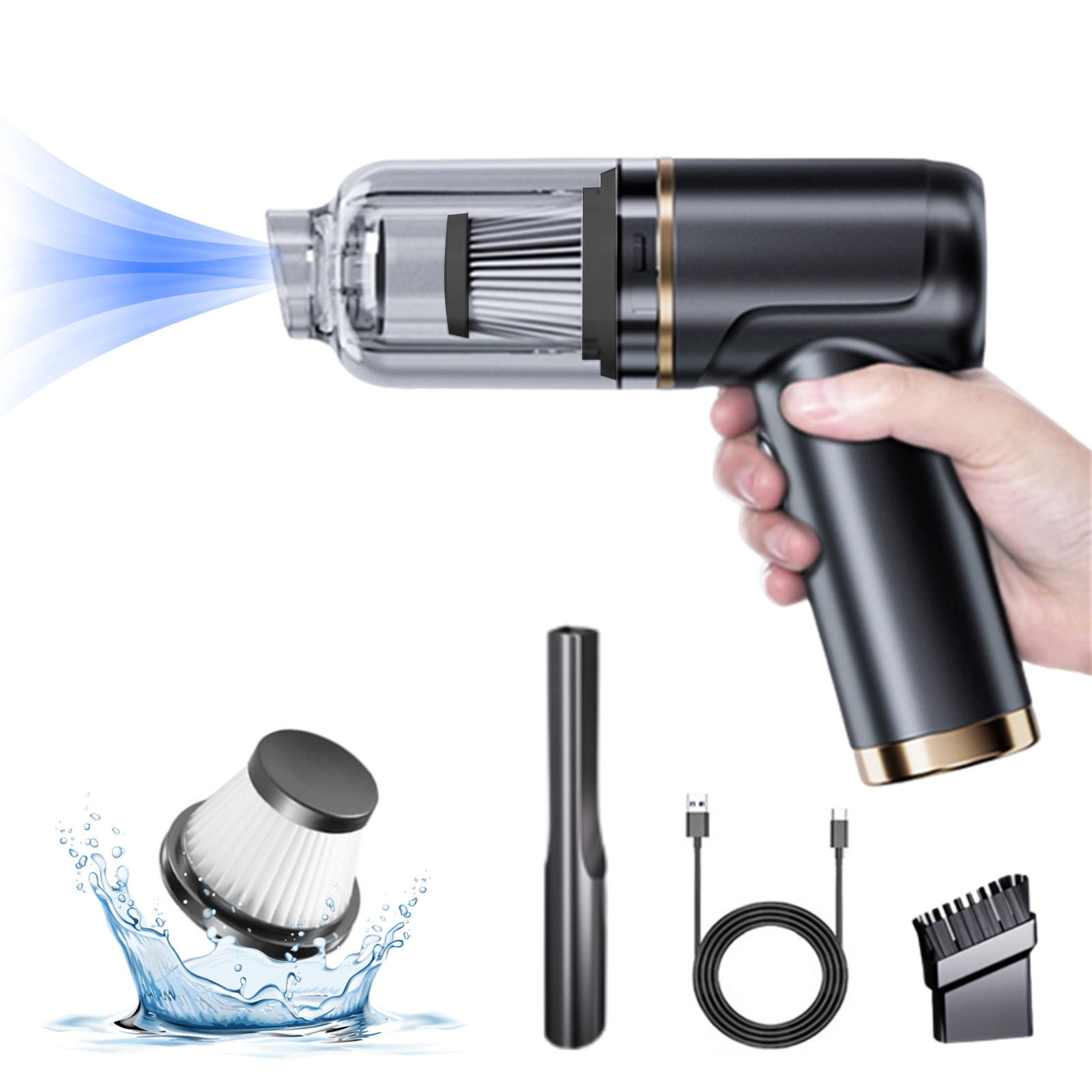 COFEST Mini Vacuum， Wireless Handheld Car Vacuum Cleaner Rechargeable， Strong Suction， Dry Use for Car， Keyboard， USB Charging Cable Included Black