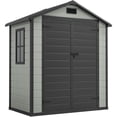 thumbnail image 3 of DEXTRUS Remise Extérieure en Résine 6,2 X 3,4 Pi avec Fenêtre, Évent et Porte Verrouillable, 20,1 Pi2 Rangement de Jardin et Mobilier de Patio Résistants aux Intempéries, Noir et Gris, 3 of 7