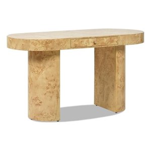 Pemberly Row 55.5" Un seul tiroir Bureau d'ordinateur ovale en brun naturel chaud