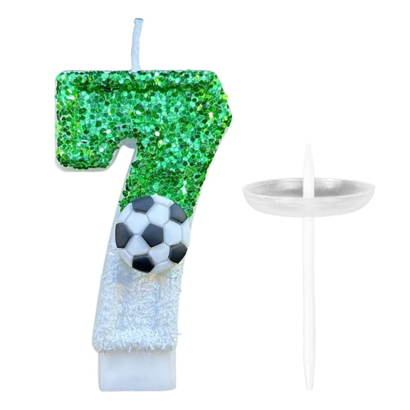 Candles & Holders Football Birthday Number Candles for Cake Decoration 3D Green Glitter Number Cupcake Topper for Celebrations and Cake Toppers