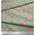 thumbnail image 2 of Soimoi Tissu Poly Georgette Feuilles et Imprimé Floral de Roses, Tissu au Mètre, 42 Pouces de Large, 2 of 3