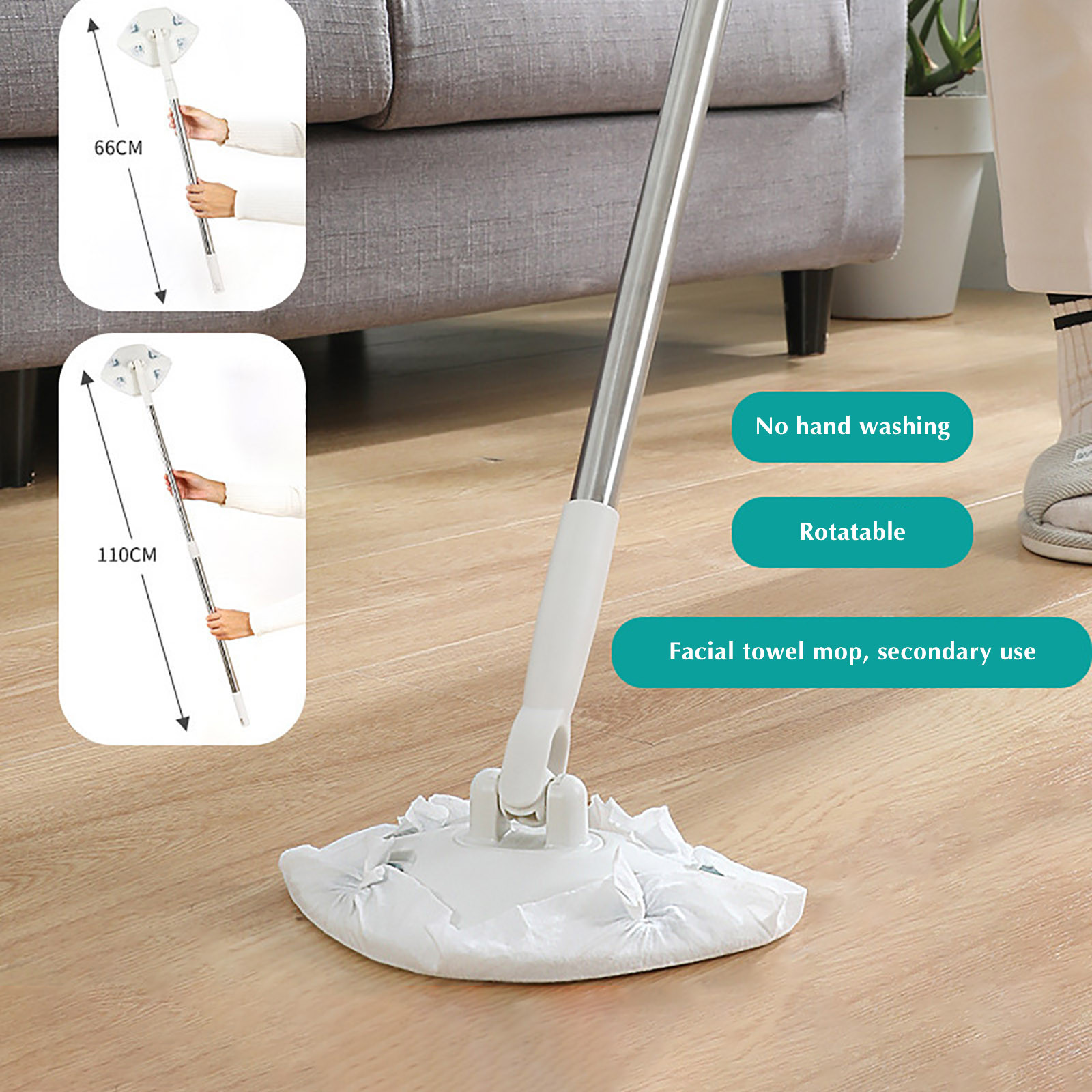 Chmadoxn Facial Towel Mop Household Disposable Facial Scrub Wet Towel Toilet Cleaning No Dead Corner Removal Flat Mop The Mop