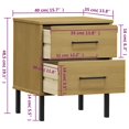 thumbnail image 4 of vidaXL Bedside Cabinet with Metal Legs Brown Solid Wood Pine OSLO, 4 of 5