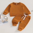 thumbnail image 2 of Newborn Infant Baby Boy Outfits Long Sleeve Split Hem Sweatshirt Tops Pocket Pants 2Pcs Set Fall Clothes, 2 of 7