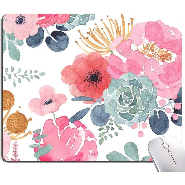 PremiumTextured Pink Green Flower Mouse Pad NonSlip Rubber Base Mousepad for Laptop, Computer & PC, Stylish and Functional, 9.5x7.9 Inch