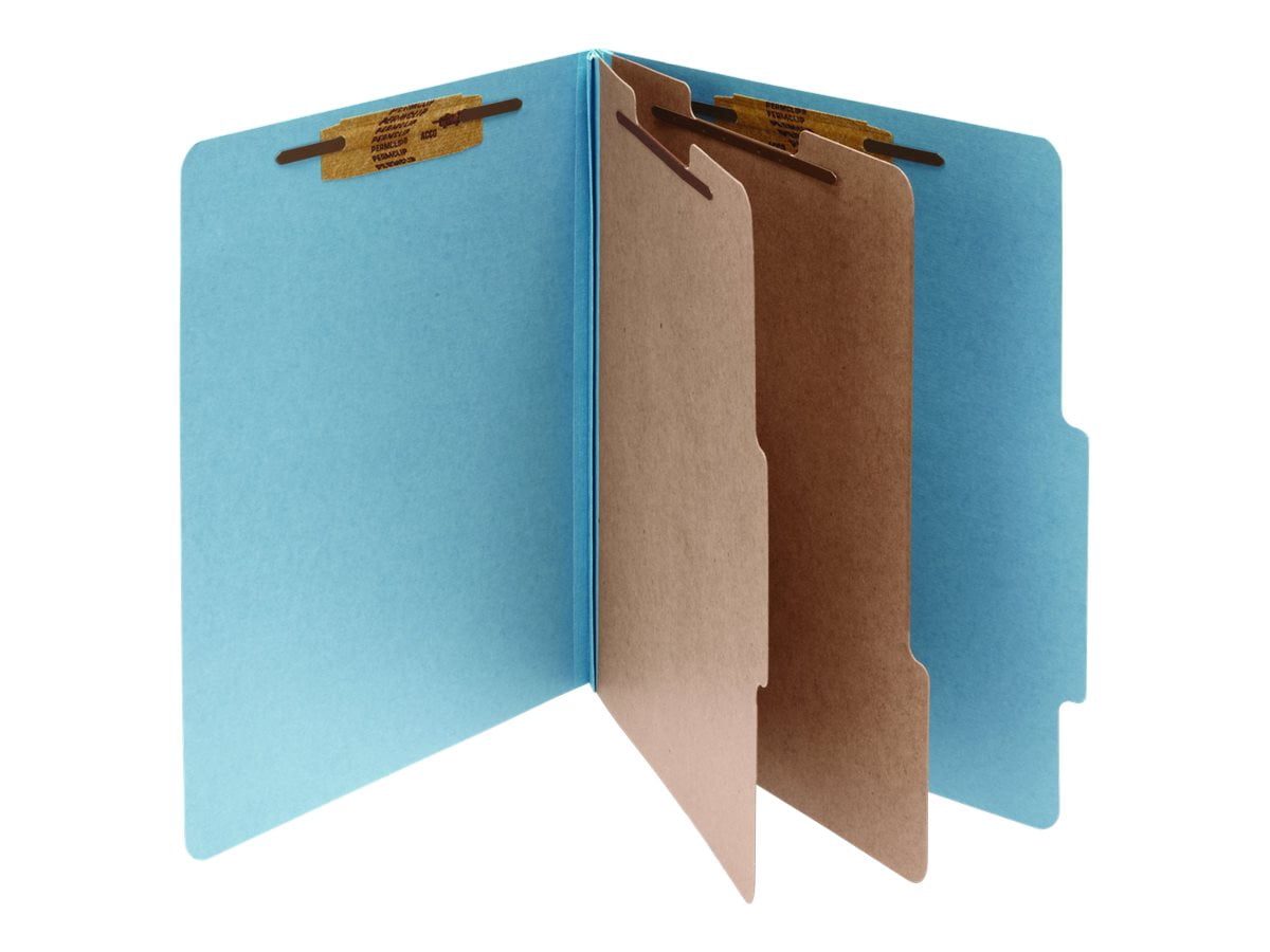 ACCO - Classification folder - expanding - 4 compartments - for Letter - tabbed - sky blue (pack of 10)