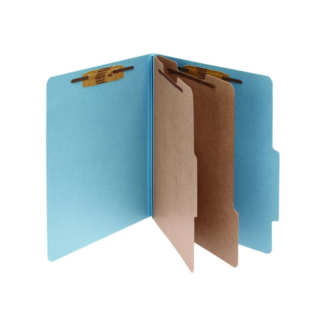 ACCO - Dossier de Classification - Extensible - 4 Compartiments - pour Lettre - à Onglets - Bleu Ciel (Lot de 10)