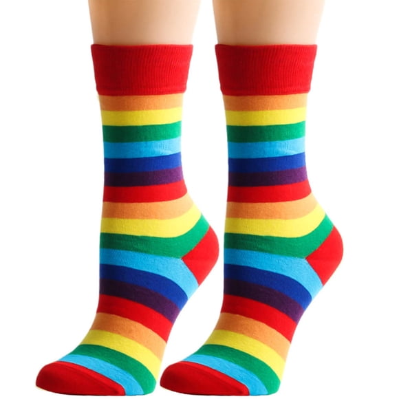 Kelon Socks Clearance Lady Short Socks Rainbow Socks Tube Socks Casual Men's And Women's Socks Colorful Rainbow Color Striped Socks