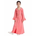 thumbnail image 1 of Hiiyo Big Girls Long Sleeve V-Neck Kaftan Maxi Dress Abaya Robe, 1 of 4