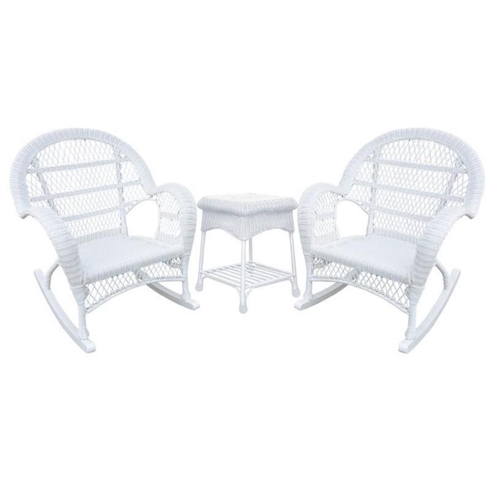 Jeco Ensemble de Conversation en Osier 3 Pcs en Blanc