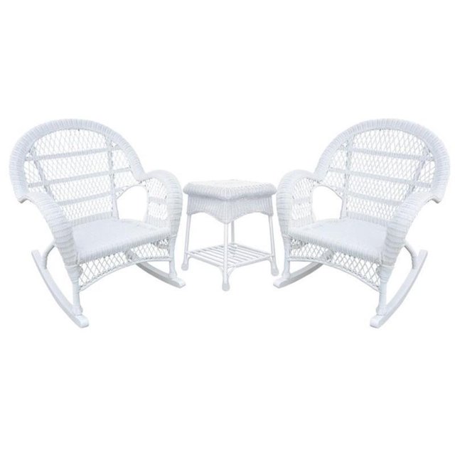 Jeco Ensemble de Conversation en Osier 3 Pcs en Blanc