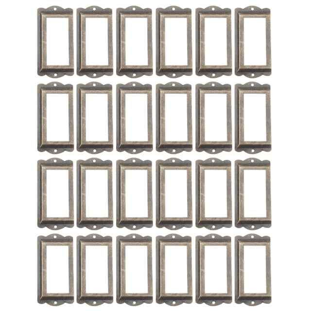 24pcs Metal Label Holder Frames Antique Drawer Cabinet Label Frames Label Holder