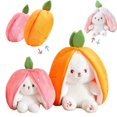 thumbnail image 4 of 18cm Cosplay Strawberry Carrot Rabbit Plush Toy Stuffed Creative Bag into Fruit Transform Baby Cuddly Bunny Plushie Doll For Kid 18cm Strawberry Rabbit, 4 of 6